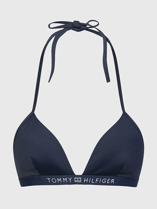 Stroje Kąpielowe Tommy Hilfiger Logo Waistband Triangle Bikini Top Damskie Niebieskie | TH680ABG