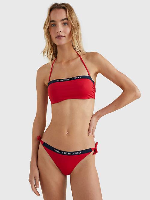 Stroje Kąpielowe Tommy Hilfiger Logo Waistband Cheeky Fit Bikini Bottoms Damskie Czerwone | TH743BAC