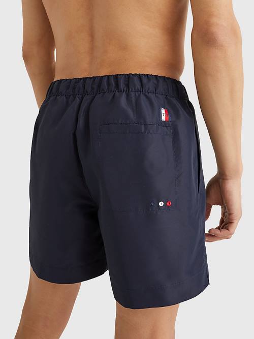 Stroje Kąpielowe Tommy Hilfiger Mid Length Signature Logo Shorts Męskie Niebieskie | TH731QDM