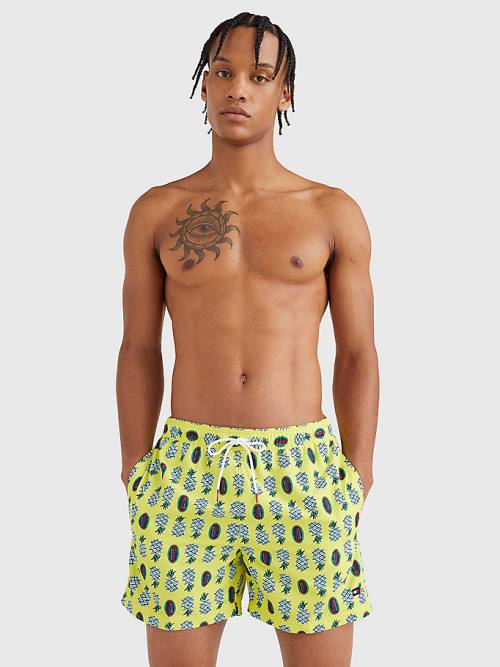 Stroje Kąpielowe Tommy Hilfiger Print Drawstring Mid Length Shorts Męskie Żółte | TH428DEZ