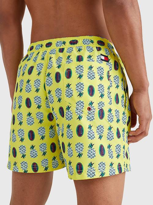 Stroje Kąpielowe Tommy Hilfiger Print Drawstring Mid Length Shorts Męskie Żółte | TH428DEZ