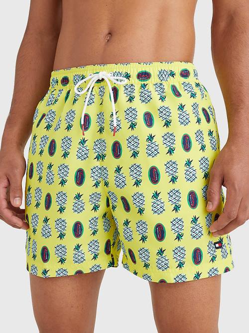 Stroje Kąpielowe Tommy Hilfiger Print Drawstring Mid Length Shorts Męskie Żółte | TH428DEZ