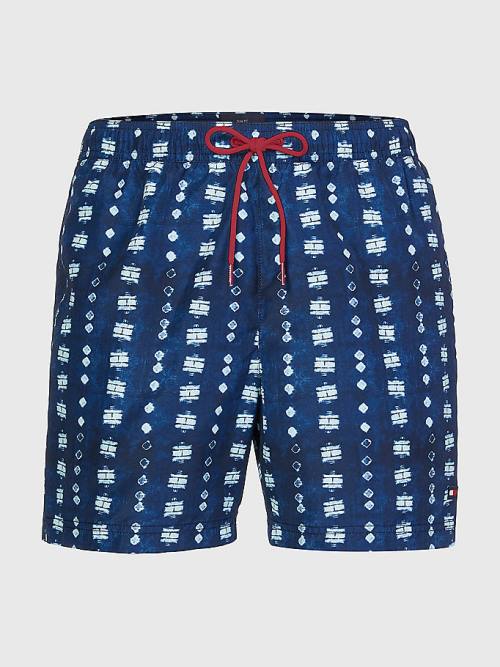 Stroje Kąpielowe Tommy Hilfiger Print Drawstring Mid Length Shorts Męskie Niebieskie | TH926HOV