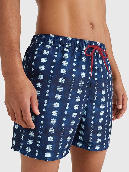 Stroje Kąpielowe Tommy Hilfiger Print Drawstring Mid Length Shorts Męskie Niebieskie | TH926HOV