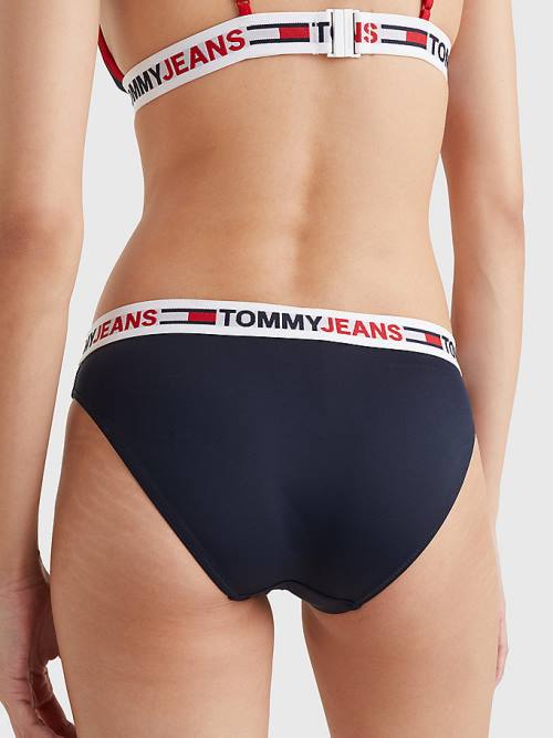 Stroje Kąpielowe Tommy Hilfiger Repeat Logo Klasyczne Bikini Bottoms Damskie Niebieskie | TH097BWR