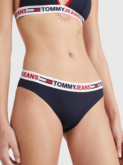 Stroje Kąpielowe Tommy Hilfiger Repeat Logo Klasyczne Bikini Bottoms Damskie Niebieskie | TH097BWR