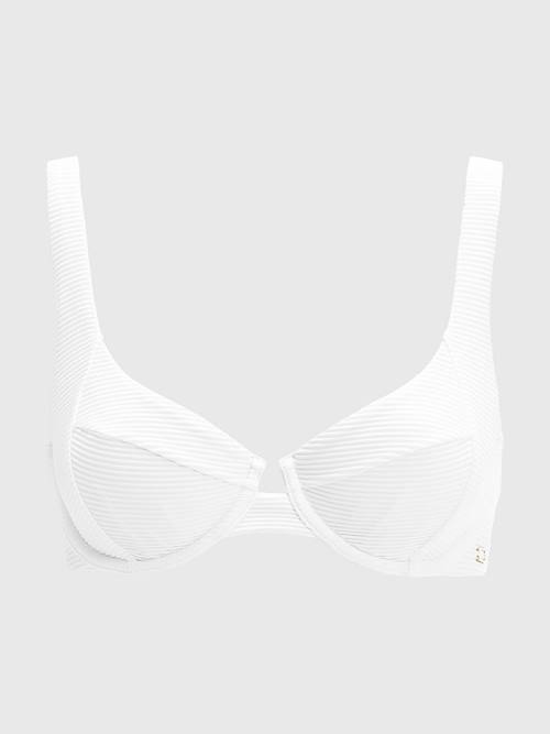 Stroje Kąpielowe Tommy Hilfiger Ribbed Balconette Bikini Top Damskie Białe | TH107OFW