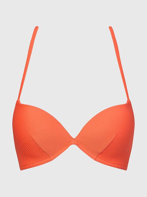 Stroje Kąpielowe Tommy Hilfiger Ribbed Push Up Bikini Top Damskie Czerwone | TH504HWD