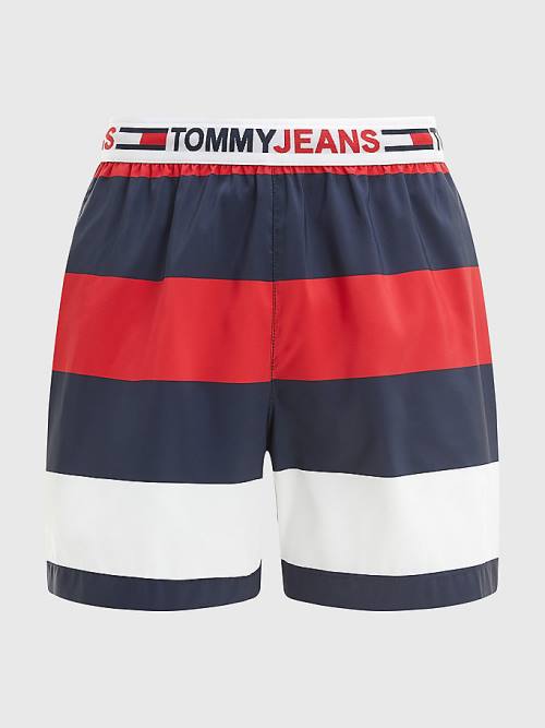 Stroje Kąpielowe Tommy Hilfiger Rugby Stripe Mid Length Shorts Męskie Czerwone | TH596YJB