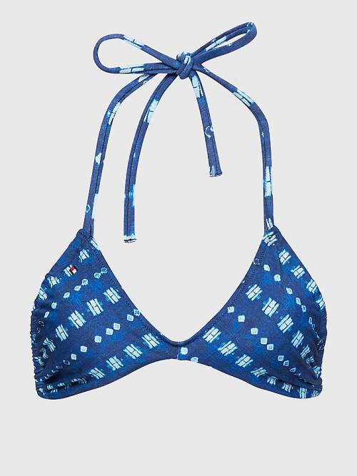 Stroje Kąpielowe Tommy Hilfiger Shibori Halterneck Triangle Bikini Top Damskie Niebieskie | TH028HWU