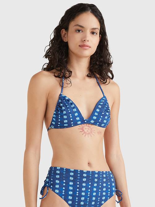 Stroje Kąpielowe Tommy Hilfiger Shibori Halterneck Triangle Bikini Top Damskie Niebieskie | TH028HWU