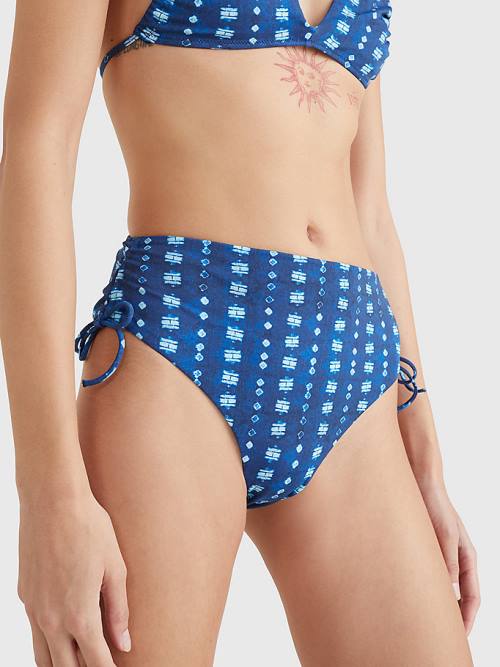 Stroje Kąpielowe Tommy Hilfiger Shibori Ruched Bikini Bottoms Damskie Niebieskie | TH058TZJ