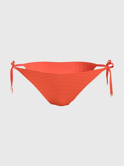 Stroje Kąpielowe Tommy Hilfiger Side Tie Ribbed Bikini Bottoms Damskie Czerwone | TH043VNL