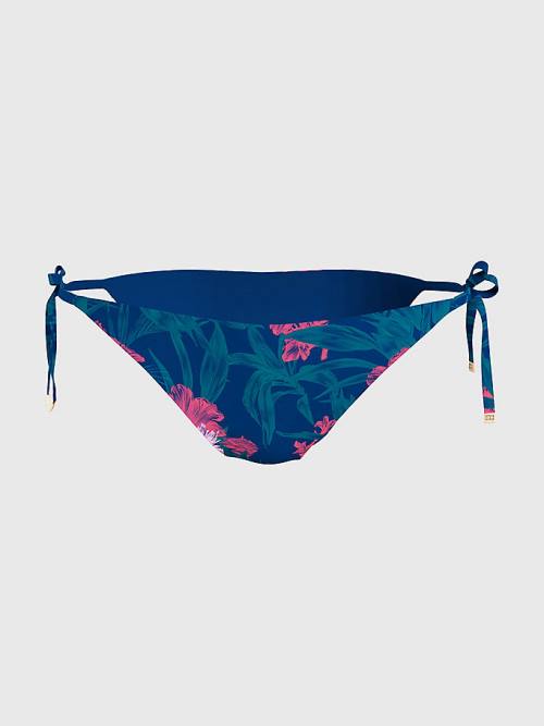 Stroje Kąpielowe Tommy Hilfiger Side Tie Tropical Bikini Bottoms Damskie Niebieskie | TH730QSZ