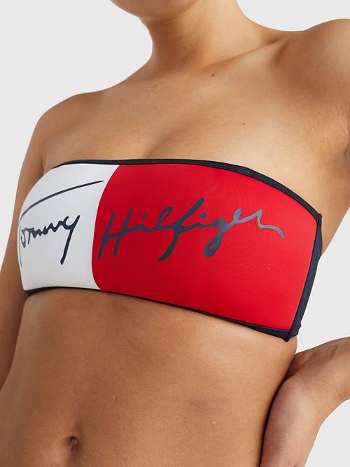 Stroje Kąpielowe Tommy Hilfiger Signature Logo Bandeau Bikini Top Damskie Niebieskie | TH013THO