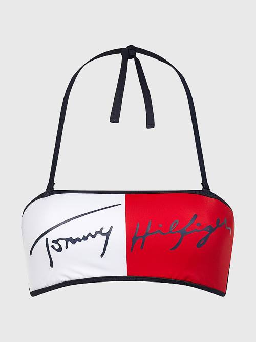 Stroje Kąpielowe Tommy Hilfiger Signature Logo Bandeau Bikini Top Damskie Niebieskie | TH013THO