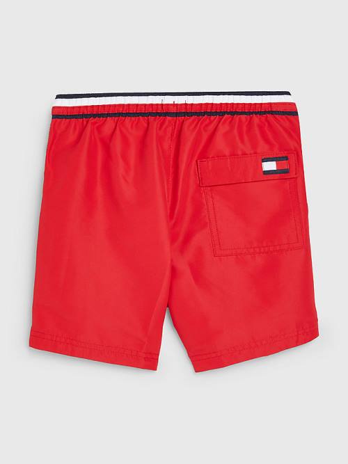 Stroje Kąpielowe Tommy Hilfiger Signature Tape Mid Length Shorts Chłopięce Czerwone | TH146AMX