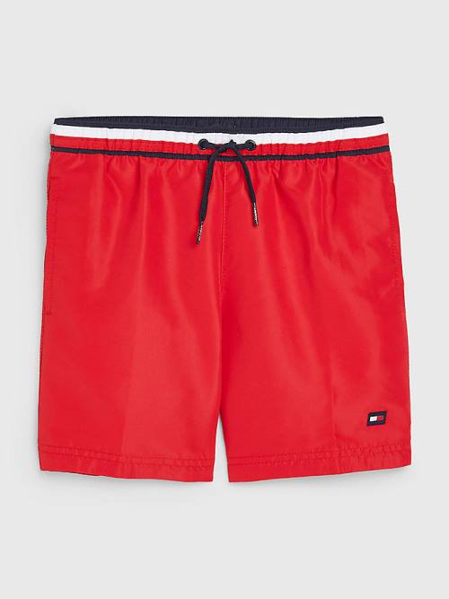 Stroje Kąpielowe Tommy Hilfiger Signature Tape Mid Length Shorts Chłopięce Czerwone | TH146AMX