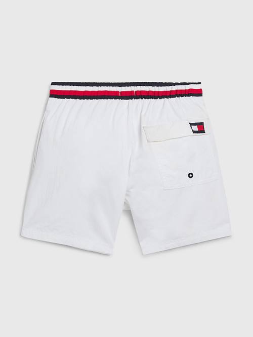 Stroje Kąpielowe Tommy Hilfiger Signature Tape Mid Length Shorts Chłopięce Białe | TH509KDC