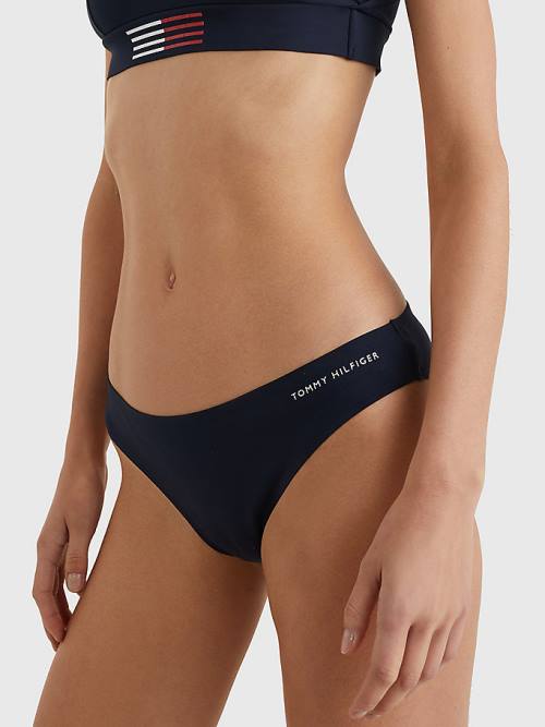 Stroje Kąpielowe Tommy Hilfiger TH Flex Flag Bikini Bottoms Damskie Niebieskie | TH175PUR