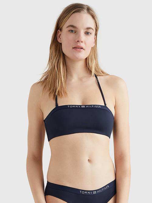 Stroje Kąpielowe Tommy Hilfiger Underwired Unpadded Bandeau Bikini Top Damskie Niebieskie | TH471IFV