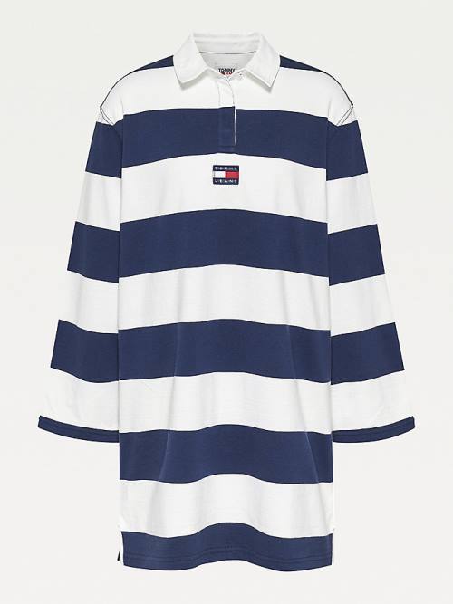 Sukienki Tommy Hilfiger Colour-Blocked Rugby Stripe Polo Damskie Białe | TH429SCT