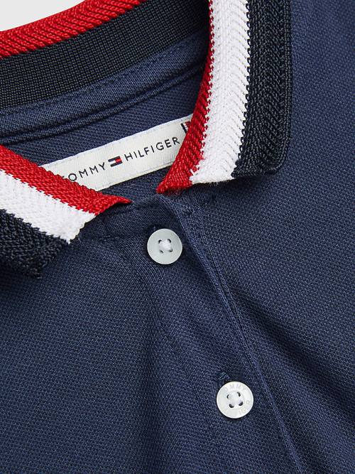 Sukienki Tommy Hilfiger Essential Stripe Collar Polo Dziewczynka Niebieskie | TH351YDO