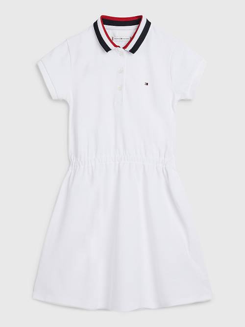 Sukienki Tommy Hilfiger Essential Stripe Collar Polo Dziewczynka Białe | TH630XYU