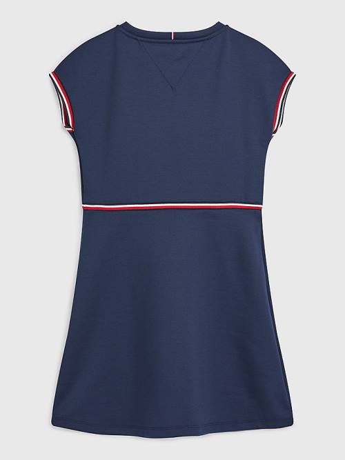 Sukienki Tommy Hilfiger Punto Fit And Flare Dziewczynka Niebieskie | TH263UIZ