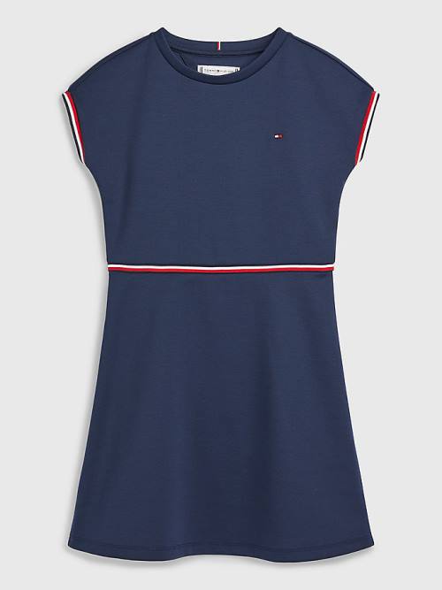 Sukienki Tommy Hilfiger Punto Fit And Flare Dziewczynka Niebieskie | TH263UIZ