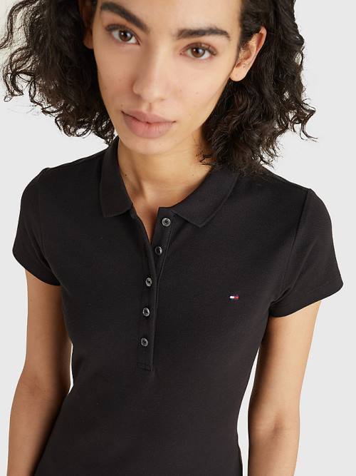 Sukienki Tommy Hilfiger Slim Fit Polo Damskie Czarne | TH710EUT