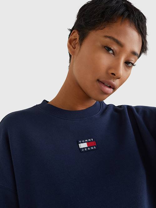 Sukienki Tommy Hilfiger Tommy Badge Swetry Damskie Niebieskie | TH581YAE