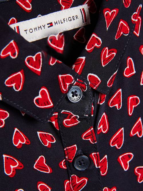 Sukienki Tommy Hilfiger Valentines Heart Print Shirt Dziewczynka Niebieskie | TH150HTR