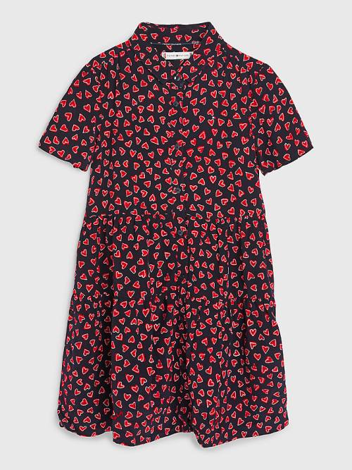 Sukienki Tommy Hilfiger Valentines Heart Print Shirt Dziewczynka Niebieskie | TH150HTR