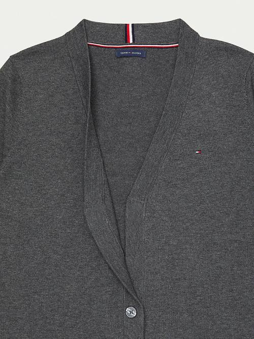 Swetry Tommy Hilfiger Adaptive Essential Bawełniane Cardigan Damskie Szare | TH078DCF