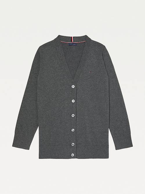 Swetry Tommy Hilfiger Adaptive Essential Bawełniane Cardigan Damskie Szare | TH078DCF