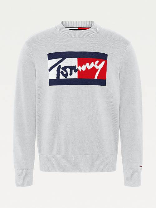 Swetry Tommy Hilfiger Crew Neck Relaxed Fit Jumper Męskie Szare | TH814LUN