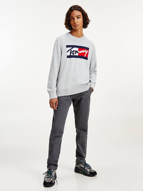 Swetry Tommy Hilfiger Crew Neck Relaxed Fit Jumper Męskie Szare | TH814LUN