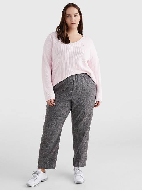 Swetry Tommy Hilfiger Curve Rib-Knit Organic Bawełniane Relaxed Fit Jumper Damskie Różowe | TH083IAL