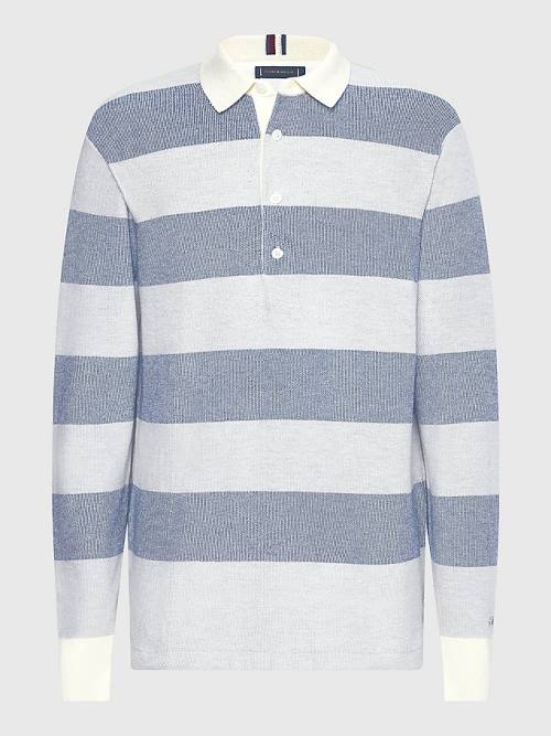 Swetry Tommy Hilfiger Elevated Stripe Rugby Shirt Męskie Szare | TH645WUO