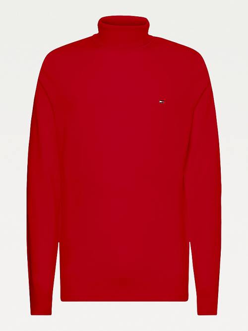 Swetry Tommy Hilfiger Merino Wool Roll Neck Jumper Męskie Czerwone | TH975ELO