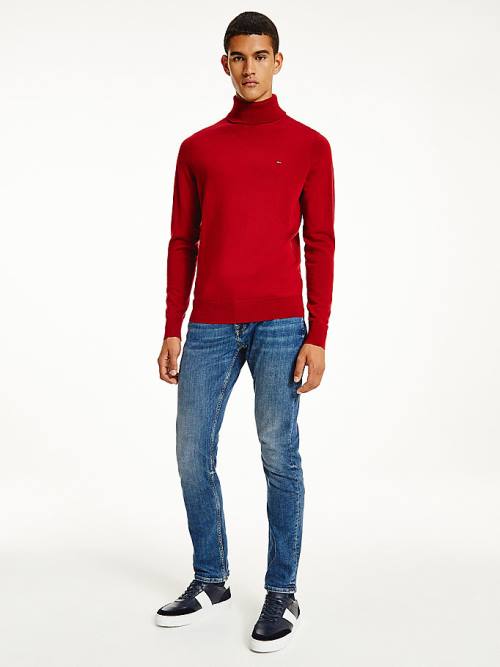 Swetry Tommy Hilfiger Merino Wool Roll Neck Jumper Męskie Czerwone | TH975ELO