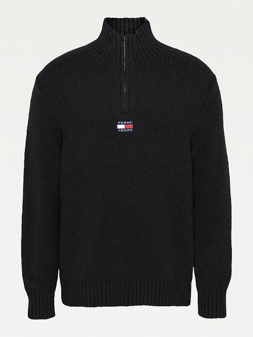 Swetry Tommy Hilfiger Tommy Badge Mock Turtleneck Jumper Męskie Czarne | TH041SCG