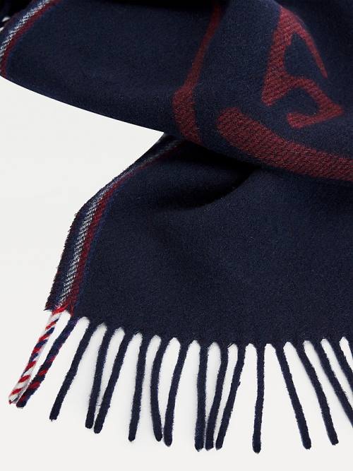 Szaliki Tommy Hilfiger Jacquard Logo Męskie Niebieskie | TH289IRD