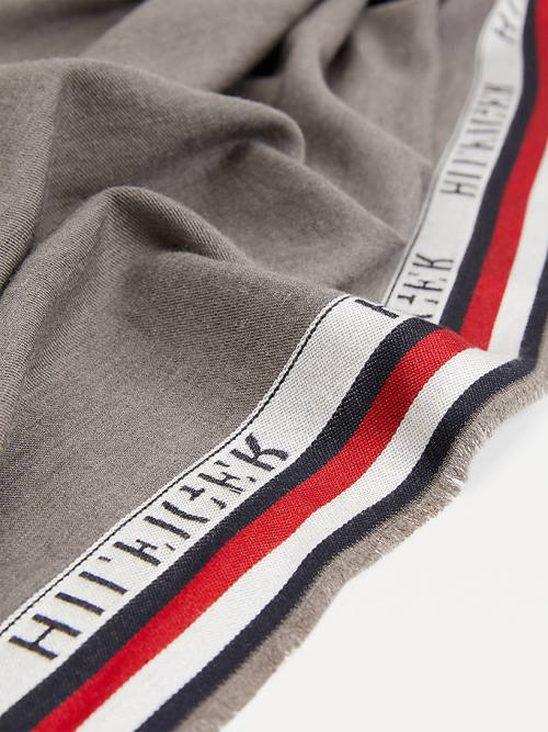 Szaliki Tommy Hilfiger Signature Tape Logo Selvedge Męskie Szare | TH793HKJ