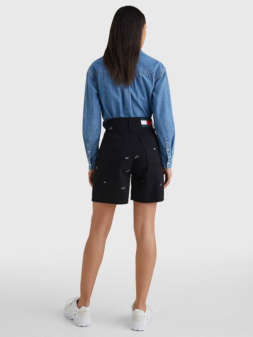 Szorty Tommy Hilfiger Embroidery Denim Mom Damskie Denim | TH108AUE