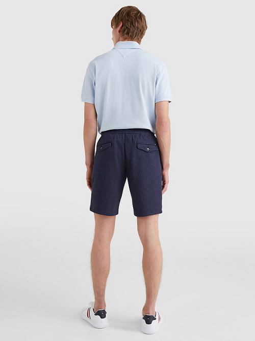 Szorty Tommy Hilfiger Harlem Relaxed Fit Seersucker Męskie Niebieskie | TH274ZOX