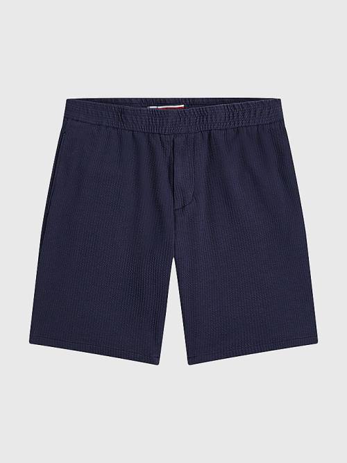 Szorty Tommy Hilfiger Harlem Relaxed Fit Seersucker Męskie Niebieskie | TH274ZOX