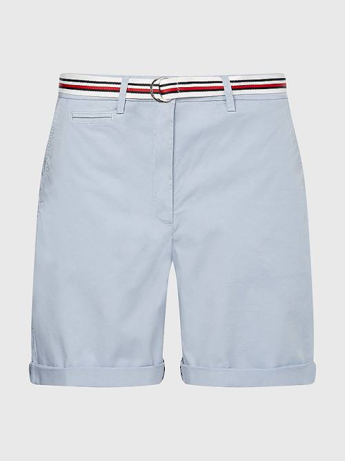 Szorty Tommy Hilfiger Mid Rise Chino Damskie Niebieskie | TH047RSD