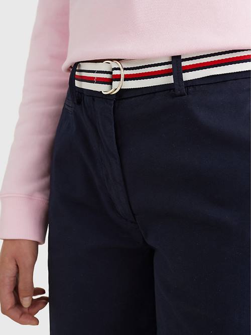 Szorty Tommy Hilfiger Mid Rise Chino Damskie Niebieskie | TH328XOB